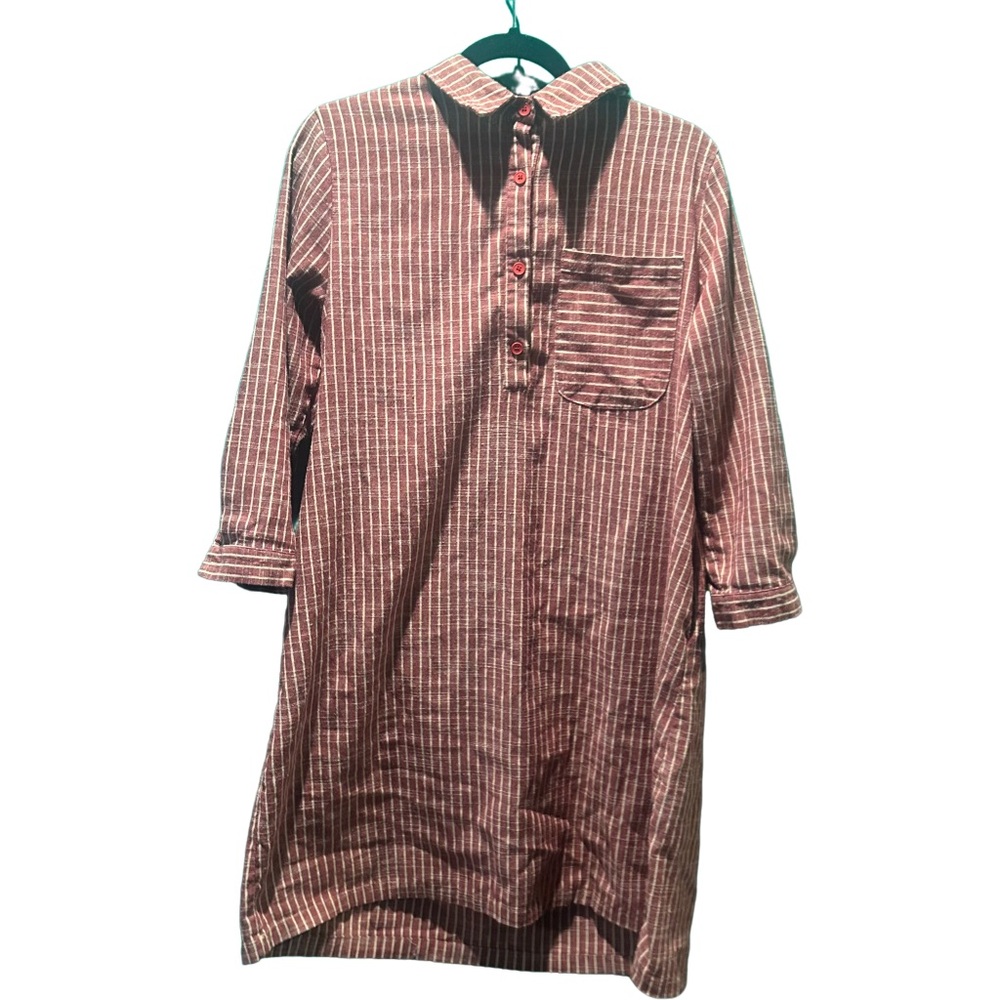 Striped Button-Up Dress with Collar